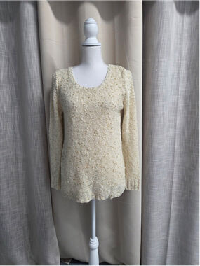 Mirumi Cream Scoop Neck Knit Sweater Women Cottagecore Size M